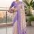 cream & purple chanderi geometric printed ready to wear saree