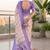cream & purple chanderi geometric printed ready to wear saree