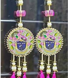 shrinath ji decorative door hanging with pink tassels for traditional home decoration pack of 2