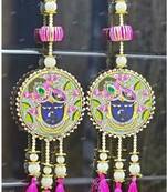 shrinath ji decorative door hanging with pink tassels for traditional home decoration pack of 2