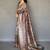 brown color kalamkari fusion print contemporary silk blend saree  