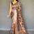 mustard color kalamkari fusion print contemporary silk blend saree  