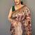 mustard color kalamkari fusion print contemporary silk blend saree  