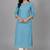 Teal blue embroidered kurta set