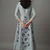Light grey floral embroidered anarkali kurta set
