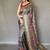 olive green color kalamkari fusion print contemporary silk blend saree  