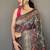 olive green color kalamkari fusion print contemporary silk blend saree  
