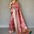 peach color kalamkari fusion print contemporary silk blend saree  