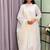 white color lace border silk blend gown set