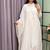 white color lace border silk blend gown set