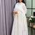 white color lace border silk blend gown set