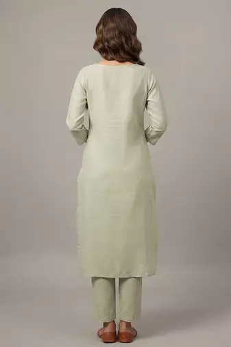 Light green floral embroidered kurta set