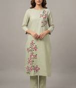 Light green floral embroidered kurta set