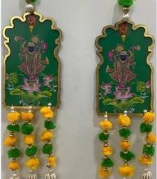 traditional shrinath ji lotus decorative hanging with green beads and tassels pack of 2