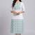 White and turquoise embroidered kurta set