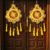 traditional yellow pom-pom decorative hanging with golden beads for door wall festive home decoration