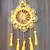 traditional yellow pom-pom decorative hanging with golden beads for door wall festive home decoration