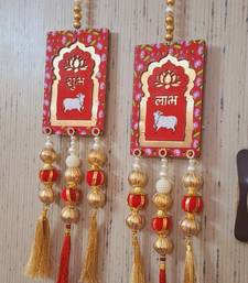 traditional shubh labh cow lotus decorative hanging for diwali pooja home decoration pack of 2