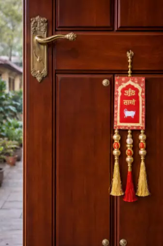traditional shubh labh cow lotus decorative hanging for diwali pooja home decoration pack of 2