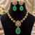 Gold plated green emerald style kundan necklace set with teardrop pendant & matching earrings  jewellery set