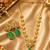 Gold plated green emerald style kundan necklace set with teardrop pendant & matching earrings  jewellery set