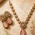 Elegant pink stone kundan style necklace set with matching earrings | gold tone bridal jewellery