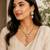 Elegant pink stone kundan style necklace set with matching earrings | gold tone bridal jewellery