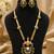 Elegant green kundan style long necklace set with peacock pendant & matching earrings
