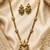 Elegant green kundan style long necklace set with peacock pendant & matching earrings