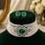 Green emerald style pearl choker necklace set with matching stud earrings, white  jewellery set