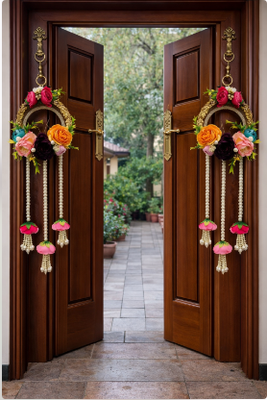 handmade floral door hanging for home entrance living room and festive decoration pack of 2 2