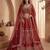 Red Embroidered Gadhwal Silk Blend Semi Stitched Blouse Suit