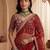 Red Embroidered Gadhwal Silk Blend Semi Stitched Blouse Suit