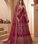 Pink Embroidered Gadhwal Silk Blend Semi Stitched Blouse Suit