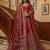 Red Embroidered Gadhwal Silk Blend Semi Stitched Blouse Suit