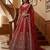 Red Embroidered Gadhwal Silk Blend Semi Stitched Blouse Suit