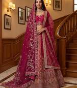 Pink Embroidered Gadhwal Silk Blend Semi Stitched Blouse Suit