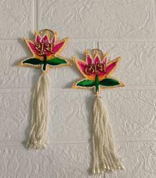 shubh labh lotus tassel hanging pooja decorative wall hanging for festival decor pack of 2