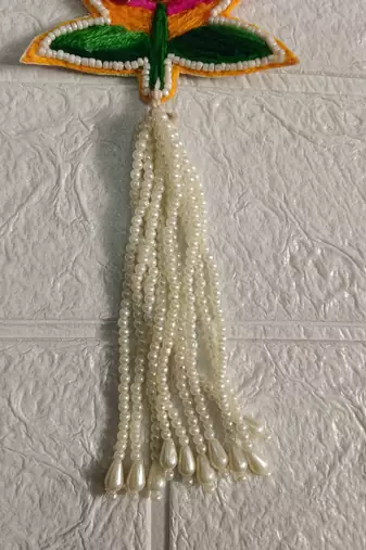 shubh labh lotus tassel hanging pooja decorative wall hanging for festival decor pack of 2