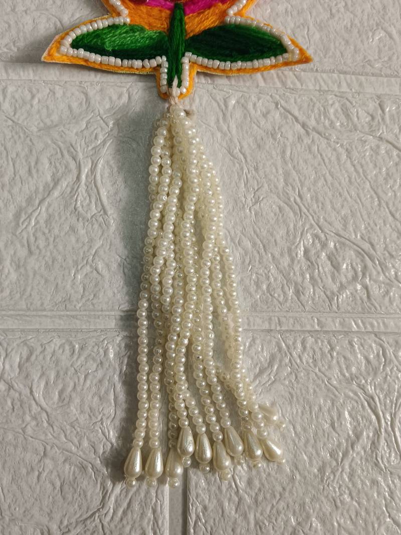 shubh labh lotus tassel hanging pooja decorative wall hanging for festival decor pack of 2
