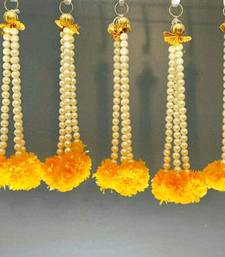 artificial bead yellow genda tassel hanging decorative home festival decoration pack of 6