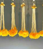 artificial bead yellow genda tassel hanging decorative home festival decoration pack of 6