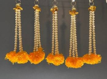 artificial bead yellow genda tassel hanging decorative home festival decoration pack of 6 2