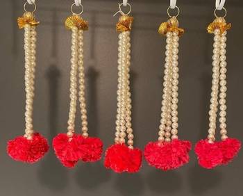 red genda bead decorative hanging tassels for home festive decoration pack of 6 1
