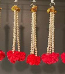 red genda bead decorative hanging tassels for home festive decoration pack of 6