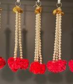red genda bead decorative hanging tassels for home festive decoration pack of 6