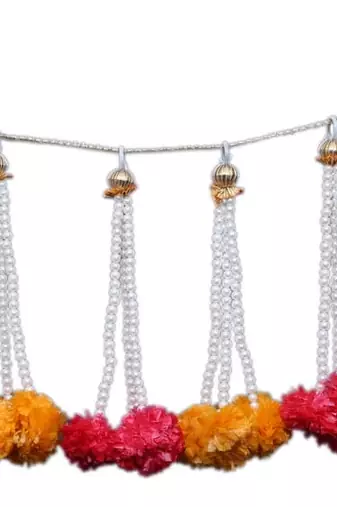 red genda bead decorative hanging tassels for home festive decoration pack of 6