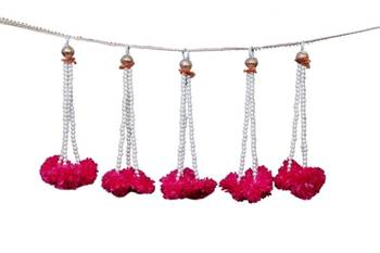 red genda bead decorative hanging tassels for home festive decoration pack of 6 3
