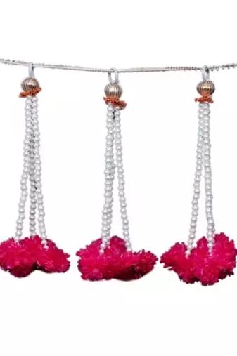 red genda bead decorative hanging tassels for home festive decoration pack of 6