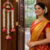 floral paper gajra hanging with golden ring and floral bells for home door decoration pack of 2